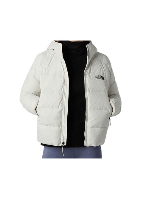 Giacca da donna imbottita in piuma d'oca, corta, cappuccio, colore white dune. THE NORTH FACE | NF0A8E75QLI1
